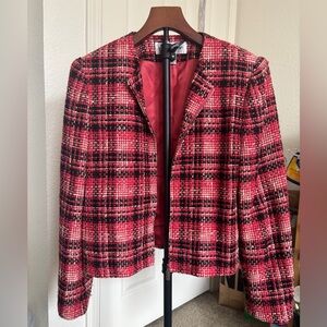 Rena Rowan Red and Black tweed Plaid Blazer